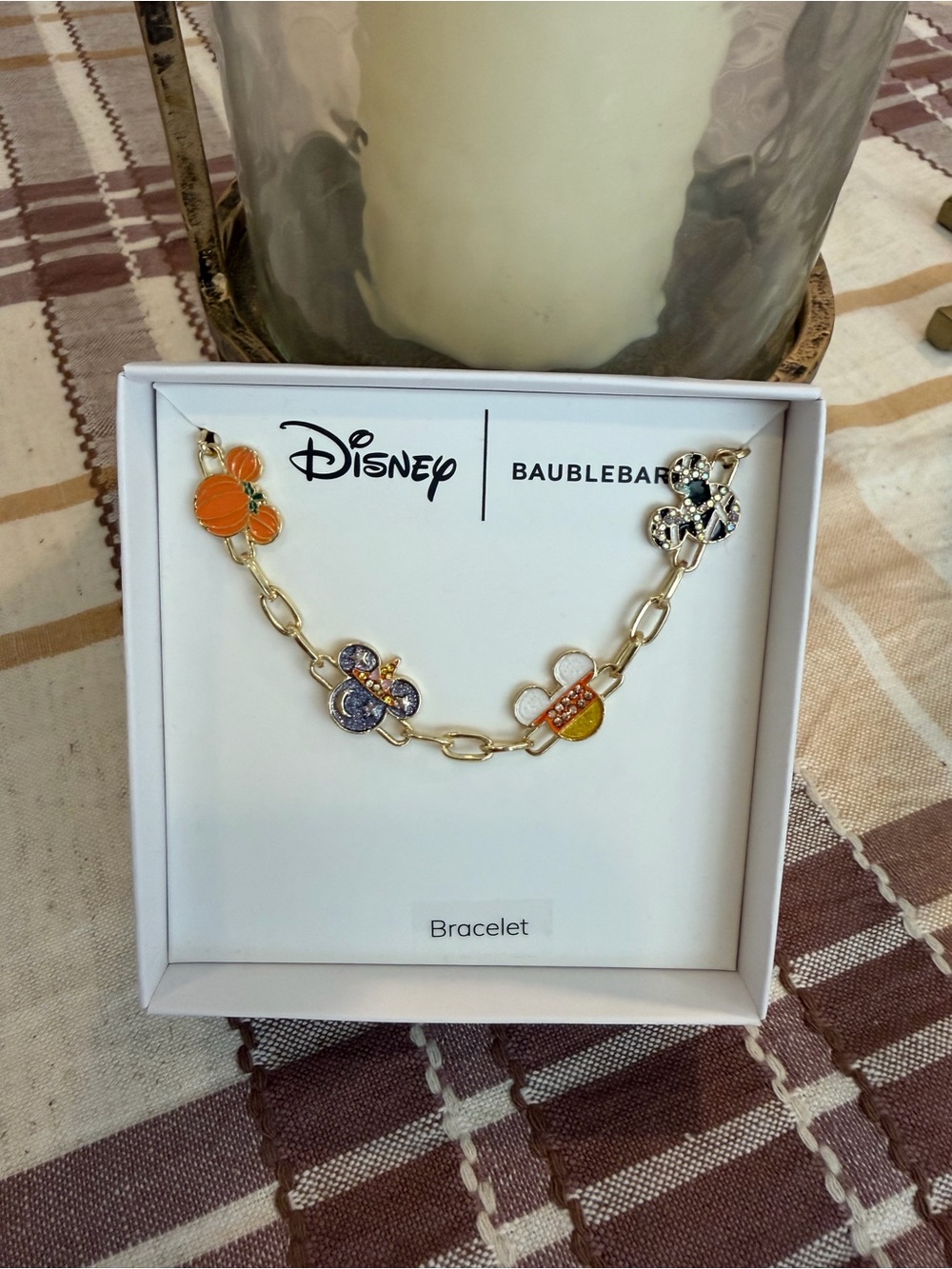 BaubleBar Disney Gold-tone Multicolor Mickey Charm Bracelet